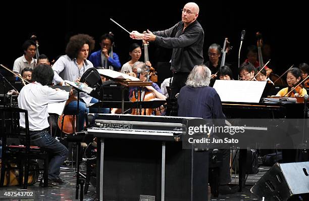 Bob James and conductor Kevin Rhodes during the 14th Tokyo Jazz Festival at Tokyo International Forum on September 6, 2015 in Tokyo, Japan.