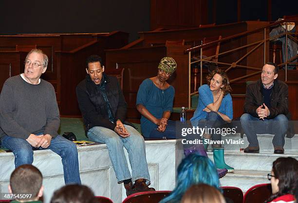 Actors Michael McKean, Peter Jay Hernandez, Roslyn Ruff, Susannah Schulman and Christopher Liam Moore attend the 'All The Way' Post Show Q & A at...