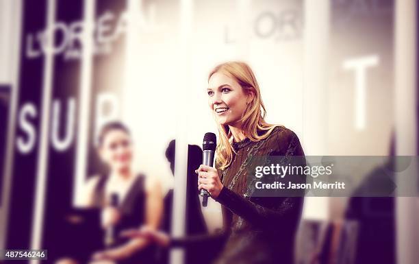 Host Karlie Kloss attends the L'Oreal Paris TIFF kick-off VIP cocktail reception at Trump International Hotel & Tower on September 9, 2015 in...