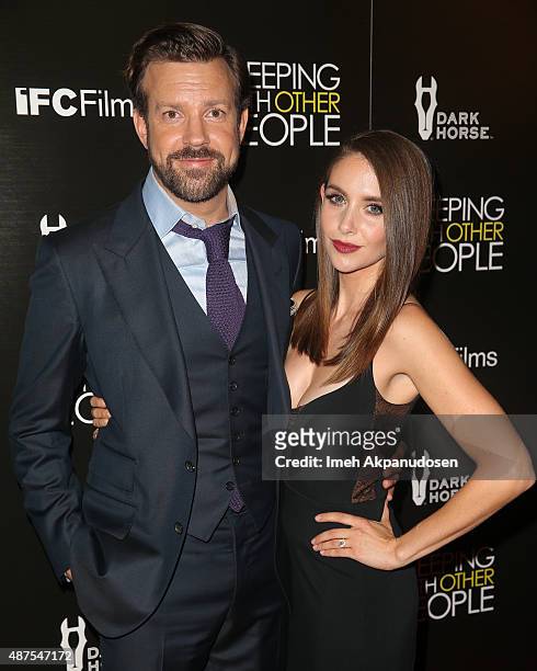 Actor Jason Sudeikis and actress Alison Brie attend the premiere of IFC Films' 'Sleeping With Other People' at ArcLight Cinemas on September 9, 2015...