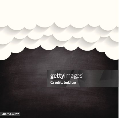 Clouds on Blackboard - Chalkboard empty Clouds on Blackboard - Chalkboard empty
