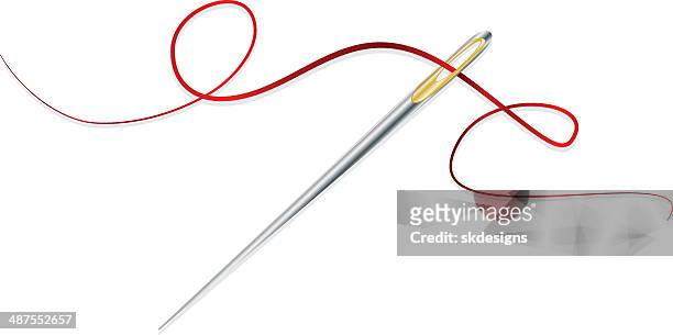 sewing needle and thread design element, icon - sewing needle stock illustrations