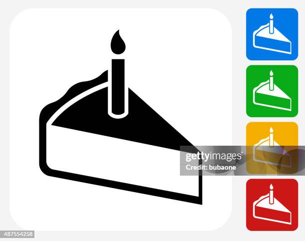 birthday cake slice icon flat graphic design - piece of cake white background stock illustrations