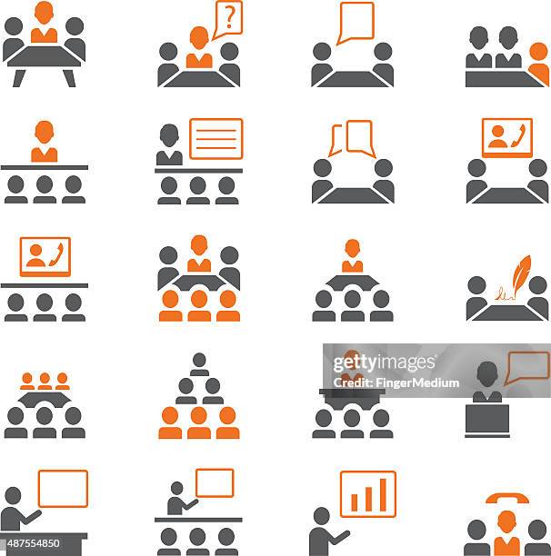 presentation icon set - ceo talking stock illustrations