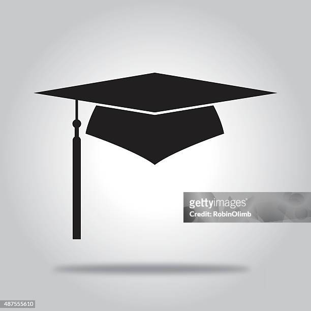 ilustraciones, imágenes clip art, dibujos animados e iconos de stock de tapa de graduación icono negro - cap hat
