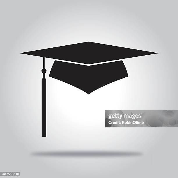 black graduation cap icon - tassel stock illustrations