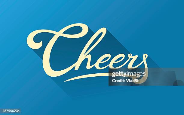 kalligrafie-notizkarte – cheers - long shadow shadow stock-grafiken, -clipart, -cartoons und -symbole