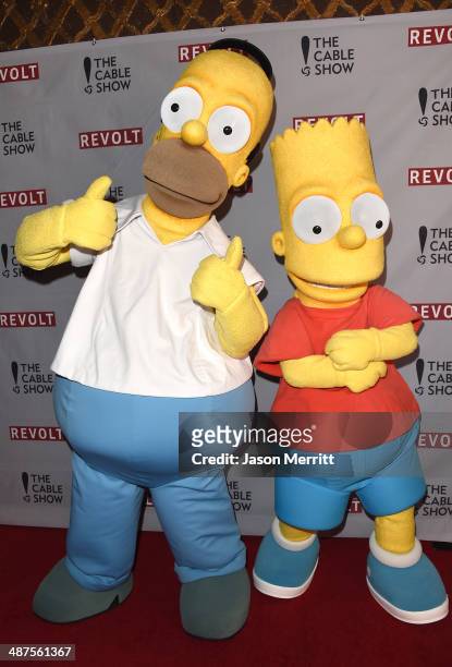 Homer Simpson, Bart Simpson attend the REVOLT & NCTA Host VIP Gala For Talent & Cable Execs at Belasco Theatre on April 30, 2014 in Los Angeles,...