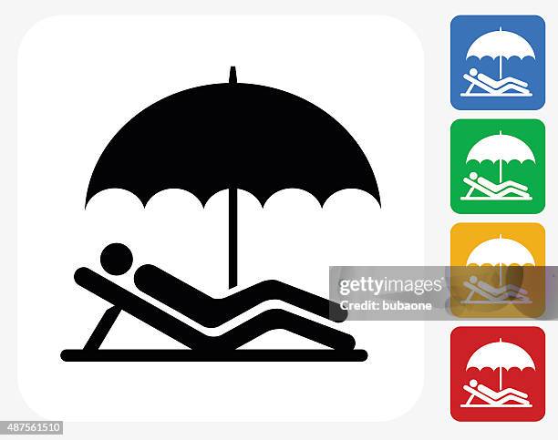 relaxing stick figure icon flat graphic design - outdoor chair white background stock illustrations
