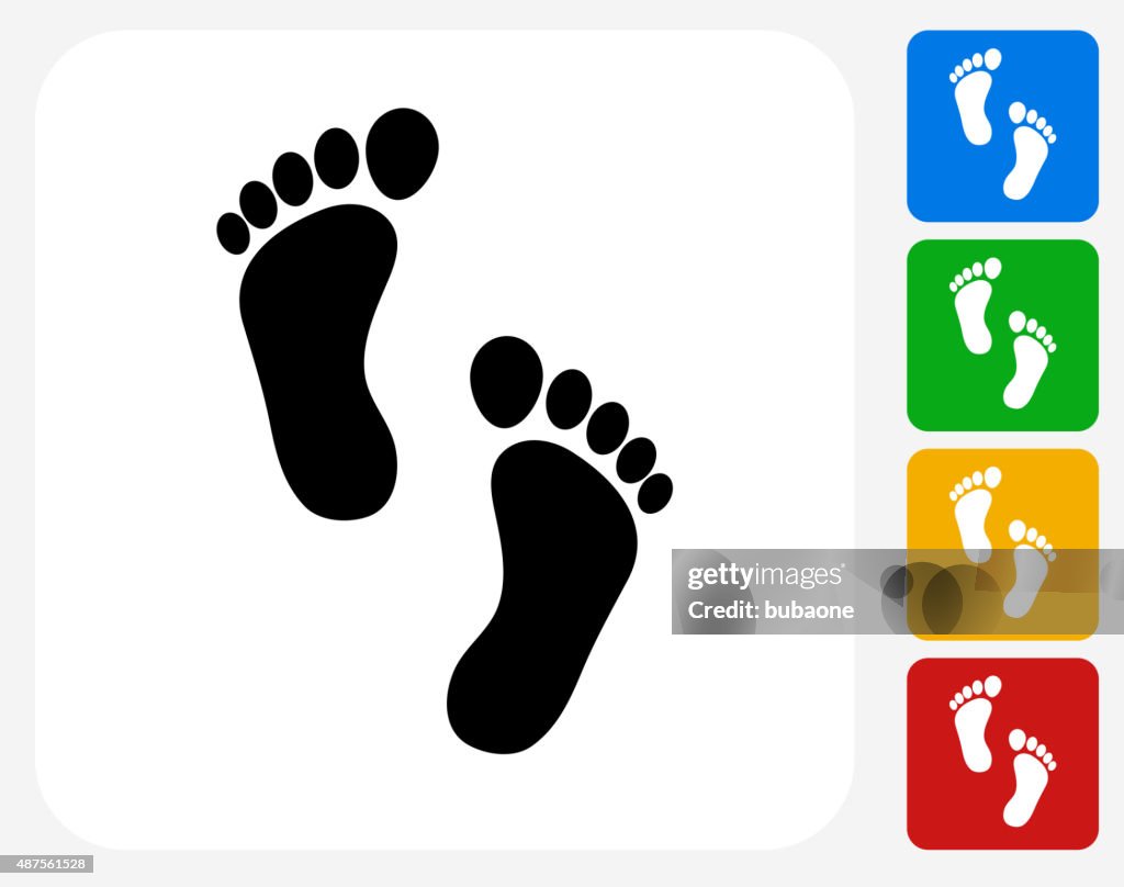 Foot Prints Icon Flat Graphic Design