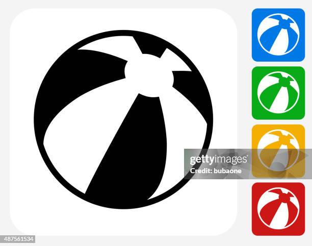 beach ball icon flat graphic design - throwing ball stock illustrations