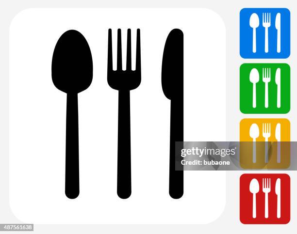 silverware icon flat graphic design - plastic fork stock illustrations