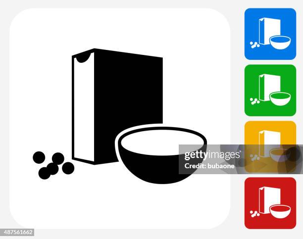 cereal icon flat graphic design - cereal bowl stock illustrations