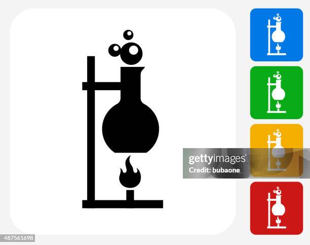 heating flask icon flat graphic design - beaker isolated stock illustrations