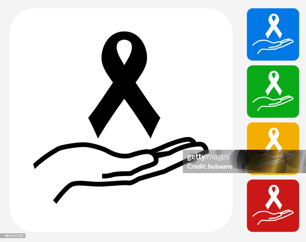 Ribbon and Hand Icon Flat Graphic Design