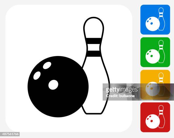 bowling ball und stift-symbol flache grafik design - bowling pin stock-grafiken, -clipart, -cartoons und -symbole