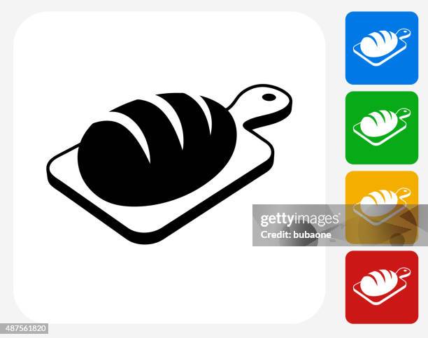 bread on cutting board icon flat graphic design - serving size stock illustrations