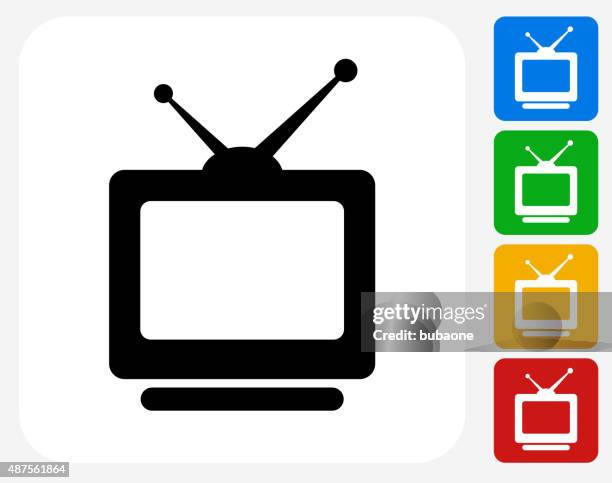 television icon flat graphic design - vintage television white background stock illustrations