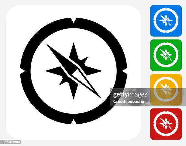compass icon flat graphic design - compass white background stock illustrations