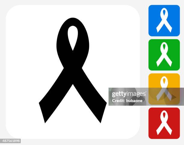 ribbon icon flat graphic design - cancer ribbon stock illustrations