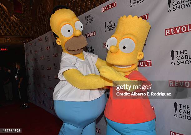 Characters Homer Simpson and Bart Simpson attend REVOLT and The National Cable and Telecommunications Association's Celebration of Cable at Belasco...