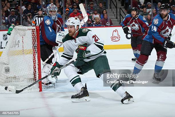 Kyle Brodziak of the Minnesota Wild skates against the Colorado Avalanche in Game Seven of the First Round of the 2014 NHL Stanley Cup Playoffs at...