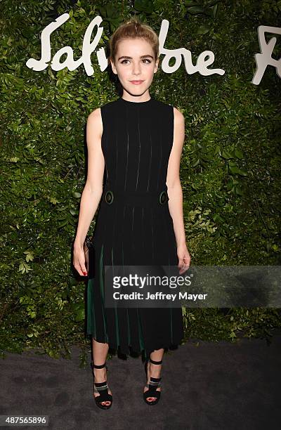 Actress Kiernan Shipka arrives at the Salvatore Ferragamo 100 Years In Hollywood celebration at the newly unveiled Rodeo Drive flagship Salvatore...