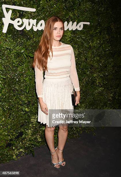 Actress Holland Roden arrives at the Salvatore Ferragamo 100 Years In Hollywood celebration at the newly unveiled Rodeo Drive flagship Salvatore...