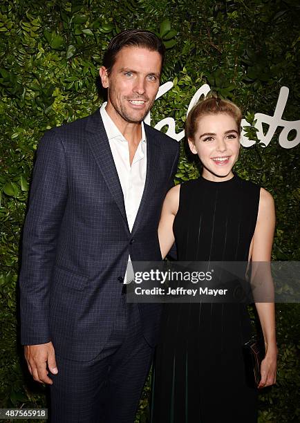 Leather Product Director for Salvatore Ferragamo Italia James Ferragamo and actress Kiernan Shipka arrive at the Salvatore Ferragamo 100 Years In...