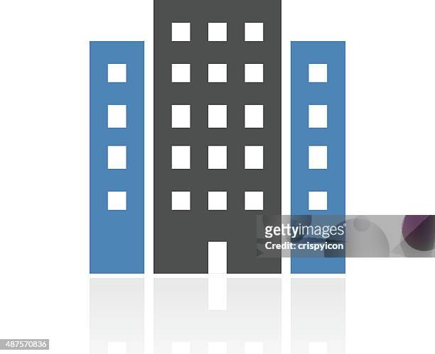 office building icon on a white background. - commercial real estate 幅插畫檔、美工圖案、卡通及圖標