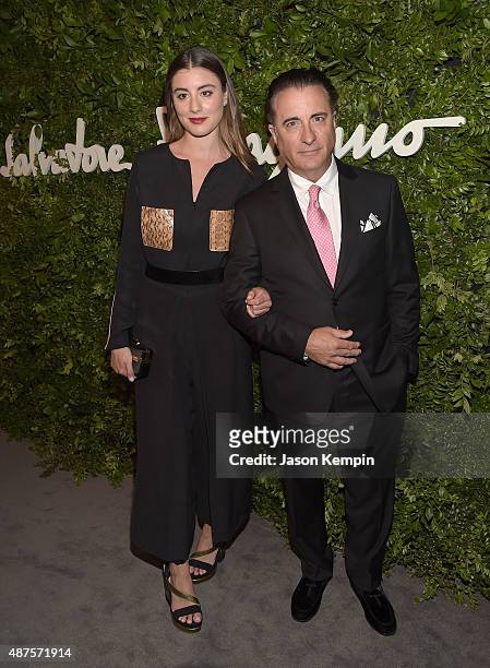 Actress Dominik Garca-Lorido and Andy Garcia attend the Salvatore Ferragamo Celebration of 100 Years in Hollywood with the newly unveiled Rodeo Drive...