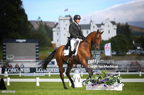 Padraig McCarthy of Ireland competes on Simon Porloe in the dressage during the Longines FEI European Eventing Championship 2015 at Blair Castle on...
