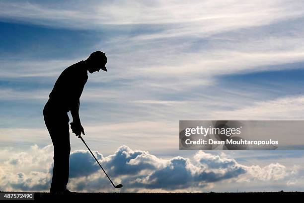 Martin Kaymer of Germany gets ready before he hits his second shot on the 14th hole during Day 1 of the KLM Open held at Kennemer G & CC on September...