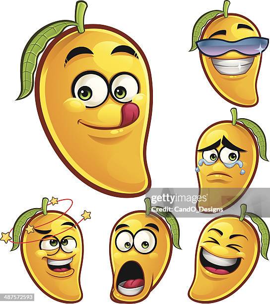 mango cartoon set a - mango white background stock illustrations