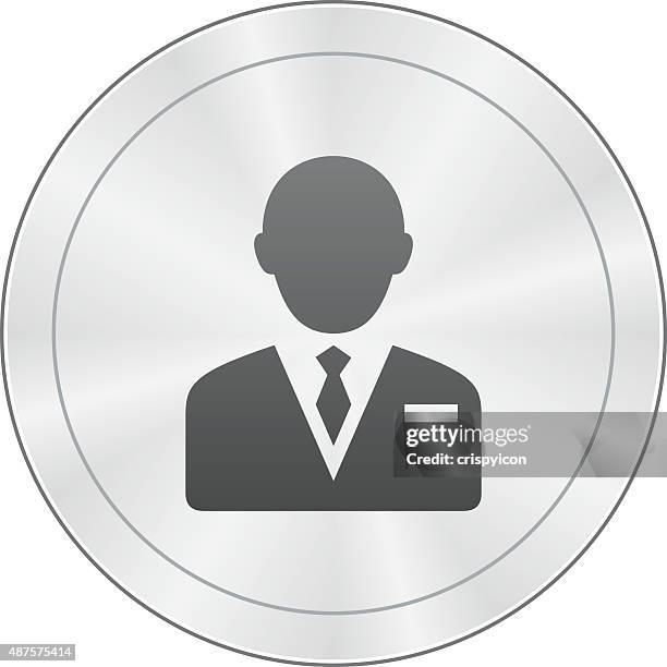 businessman icon on a round button. - librarian stock illustrations