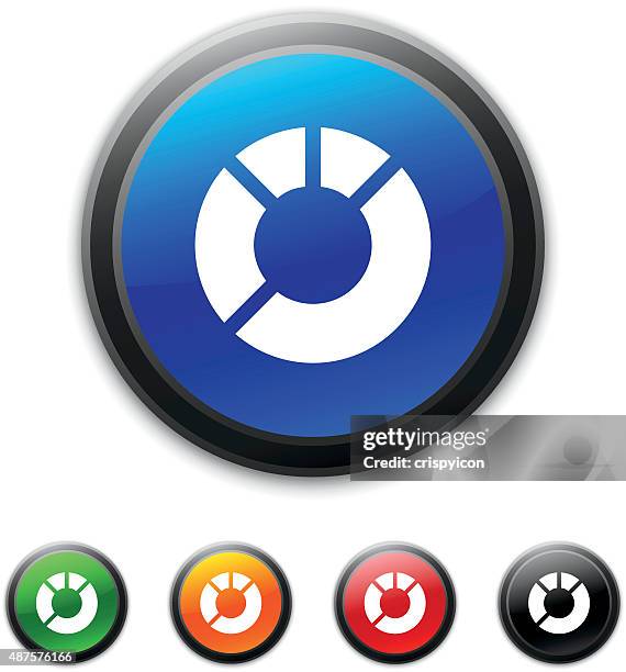 donut chart icon on round buttons. - donut chart stock illustrations