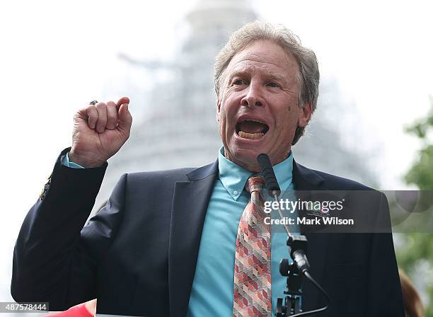 Andy Parker, father of murdered TV reporter Alison Parker, speaks during a anti gun rally on Capitol Hill September 10, 2015 in Washington, DC....