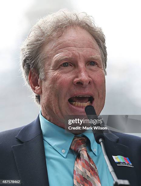 Andy Parker, father of murdered TV reporter Alison Parker, speaks during a anti gun rally on Capitol Hill September 10, 2015 in Washington, DC....