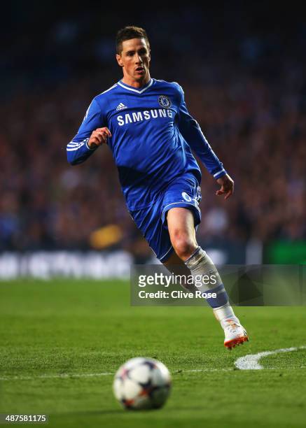 Fernando Torres of Chelsea in action during the UEFA Champions League semi-final second leg match between Chelsea and Club Atletico de Madrid at...