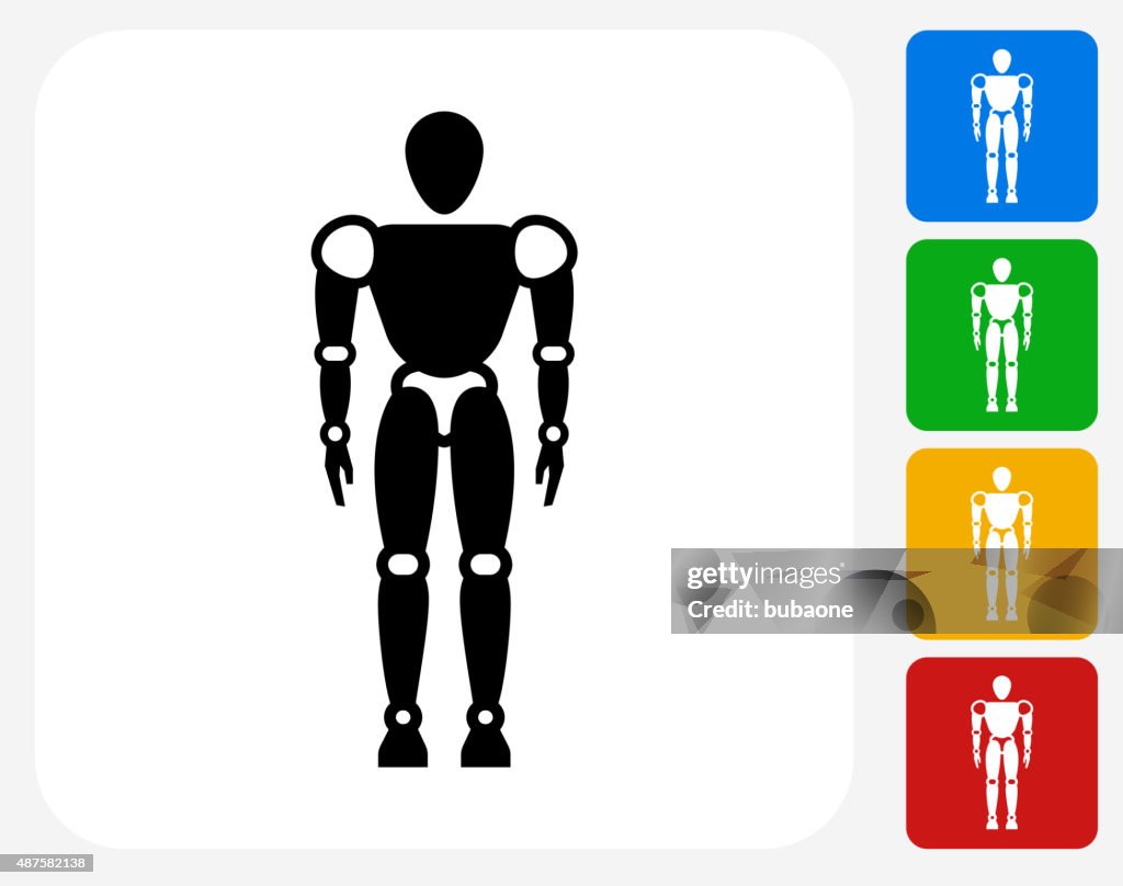 Robot Body Icon Flat Graphic Design