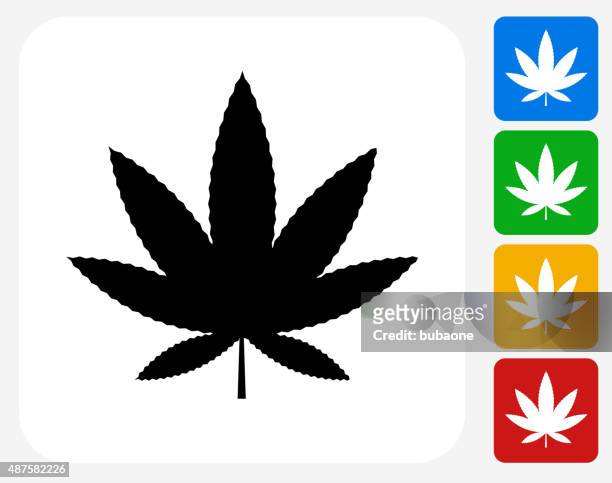 stockillustraties, clipart, cartoons en iconen met marijuana icon flat graphic design - marijuana leaf