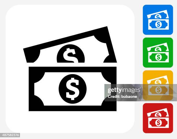 dollar-noten in der hand-symbol flache grafik design - us dollar geldschein stock-grafiken, -clipart, -cartoons und -symbole