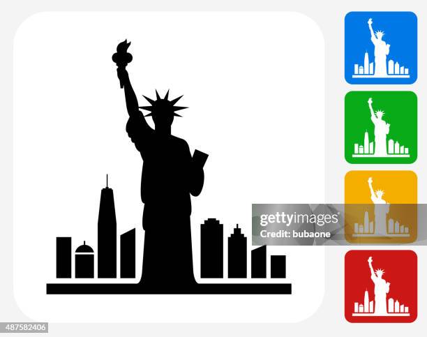 statue of liberty icon flat graphic design - statue of liberty new york city stock illustrations