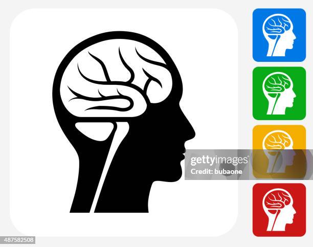 brain scan icon flat graphic design - brain damage stock illustrations