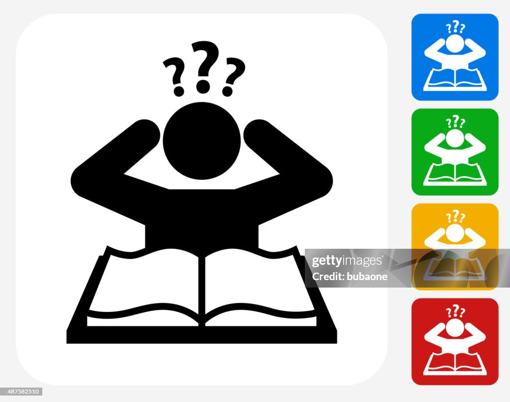 Confused Learning Icon Flat Graphic Design