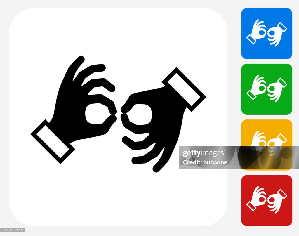 Sign Language Icon Flat Graphic Design