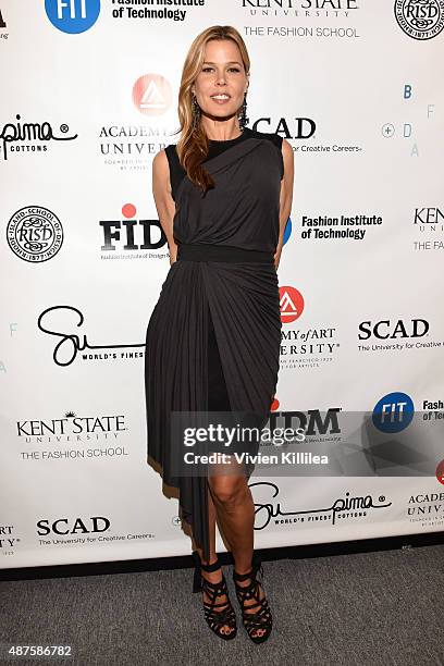 Mary Alice Stephenson poses backstage at the Supima Design Competition fashion show during Spring 2016 New York Fashion Week: The Shows at The...