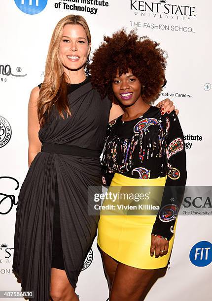 Mary Alice Stephenson and stylist Carmen Lilly pose backstage at the Supima Design Competition fashion show during Spring 2016 New York Fashion Week:...