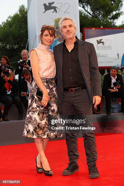 Sheherazade Goldsmith and Alfonso Cuaron attend a premiere for 'Remember' during the 72nd Venice Film Festival at Sala Grande on September 10, 2015...