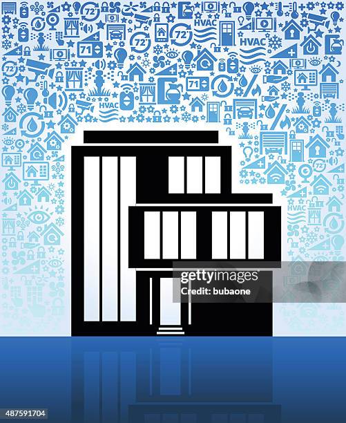 contemporary residence on home automation and security vector background - ventilator screen stock illustrations